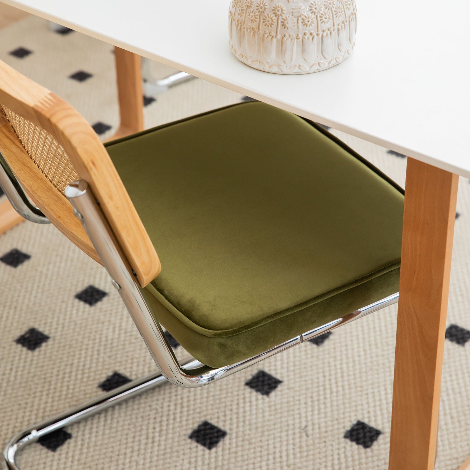 Rattan Side Accent Dining Chairs With Painted Legs (Set of 2)