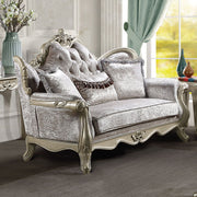 ACME Libertee - Loveseat With 3 Pillows - Beige Fabric & Champagne | Meri Furniture