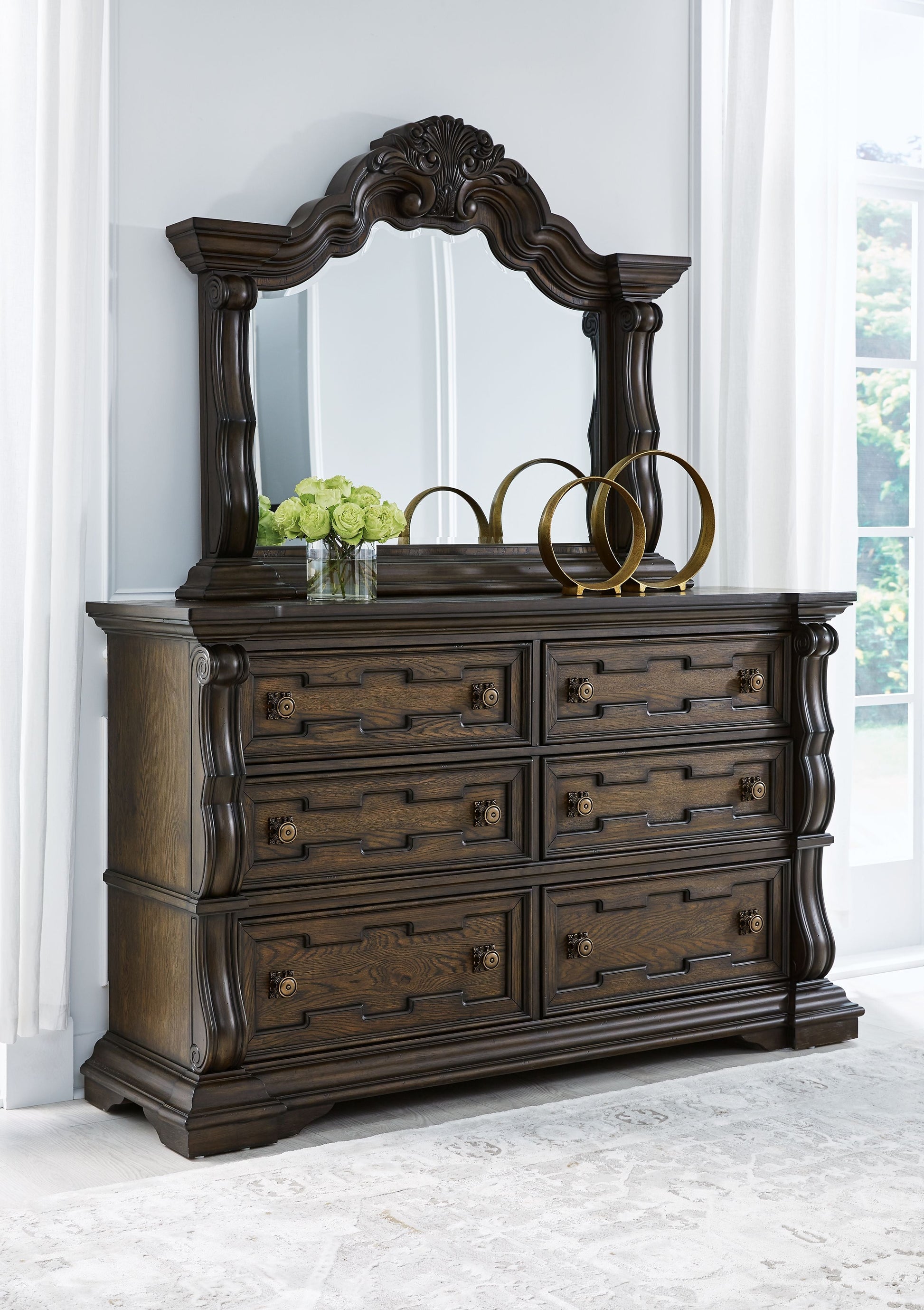 Signature Design by Ashley® Maylee - Dark Brown - Dresser And Mirror | Meri Furniture