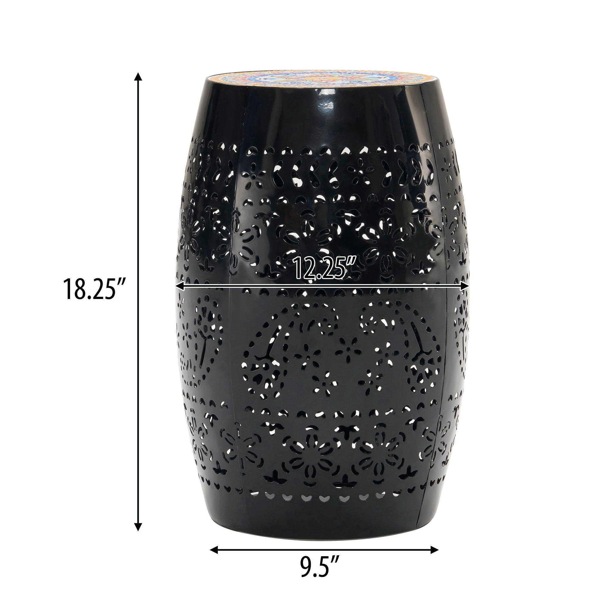 Ruby - Boho Mosaic Side Table With Ceramic Tile Top