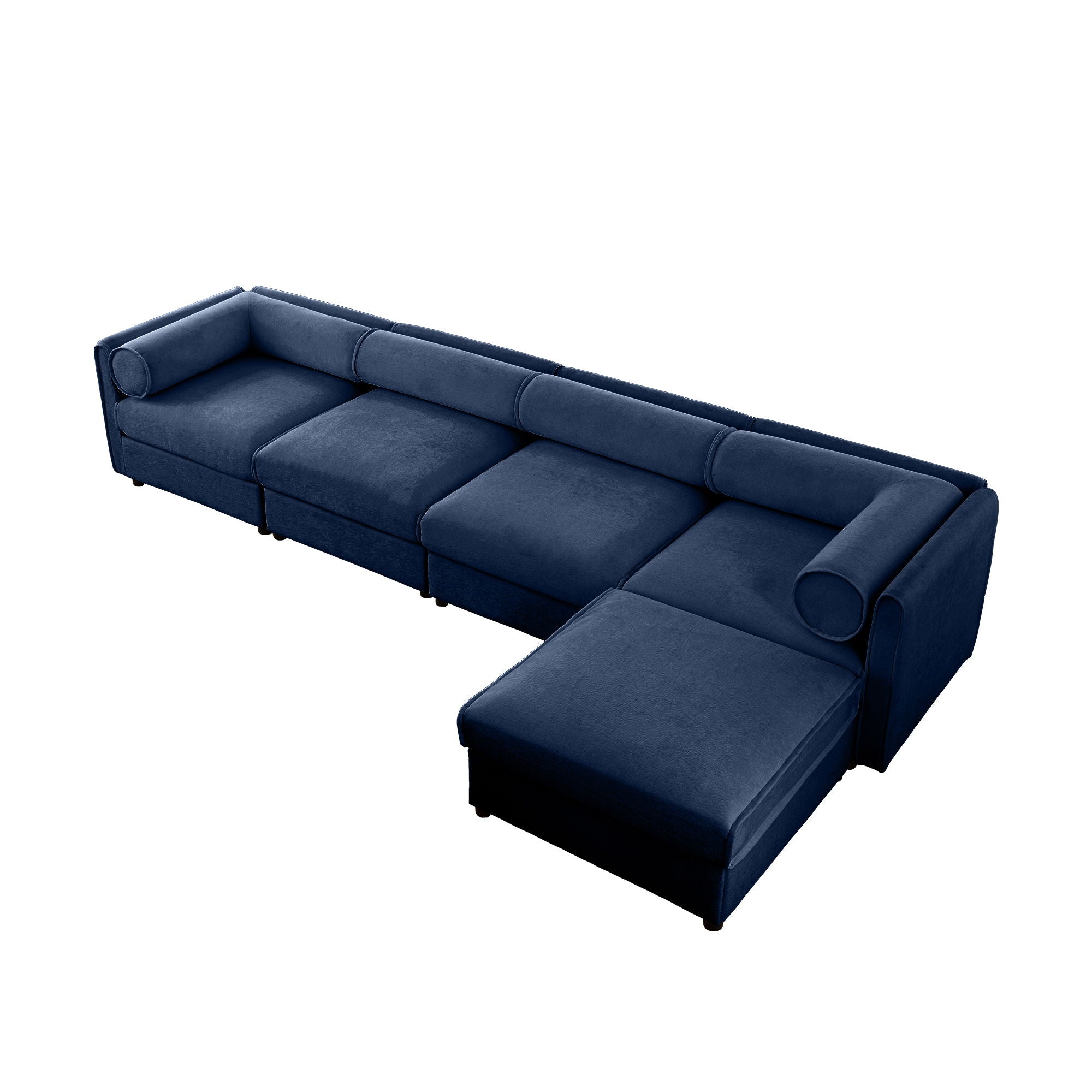 Contemporary Elegant White Chenille Sofa With Storage And Ottoman