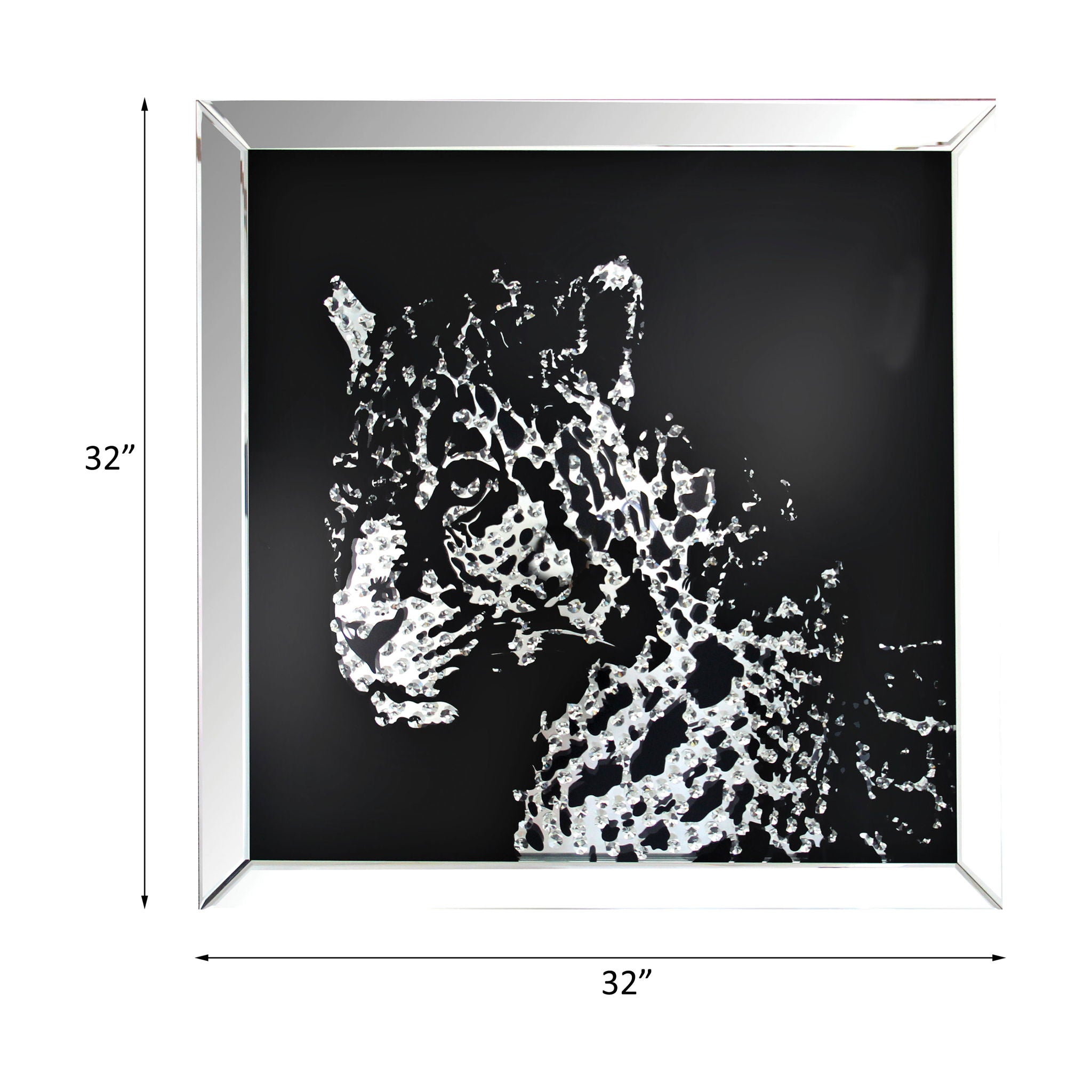 Talisha - Wall Art - Mirrored & Faux Crystal Leopard