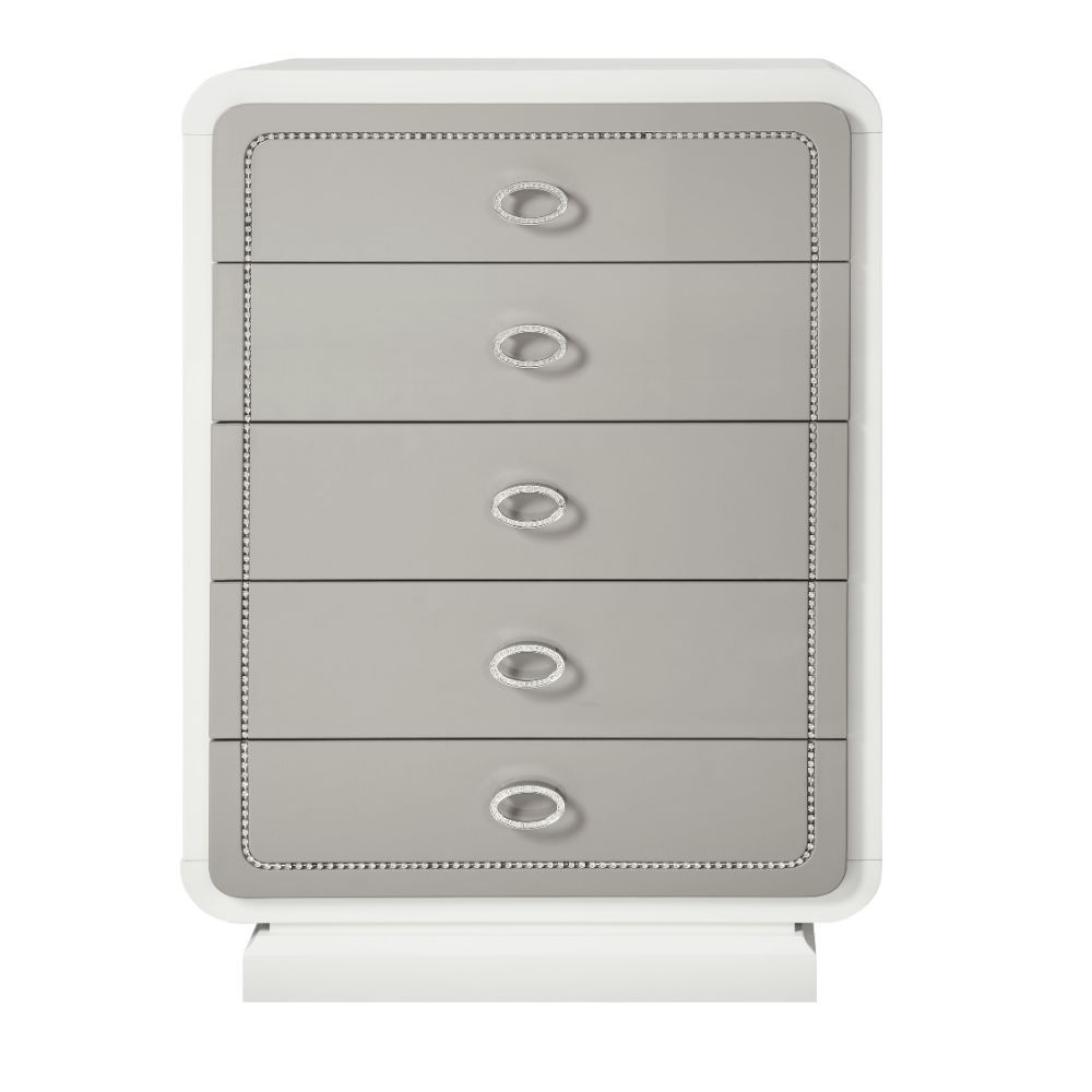 ACME Allendale - Chest - Ivory & Latte High Gloss | Meri Furniture