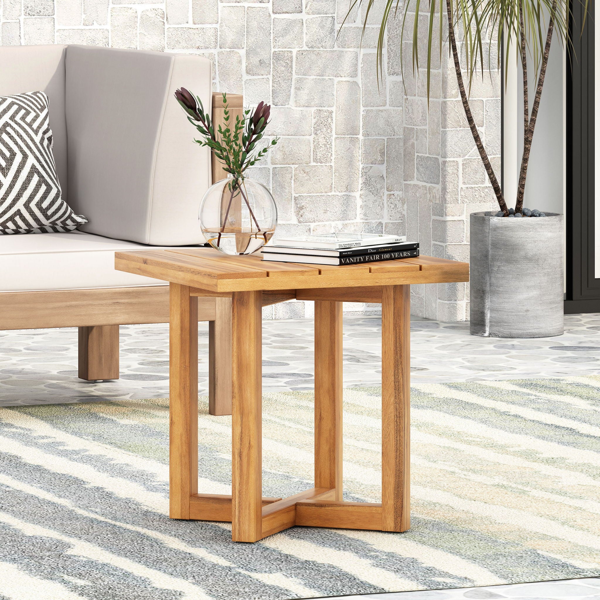 Ella - Square Side Table With Cross Stretcher Base