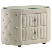 Coaster Fine Furniture Sonya - 2-Drawer Upholstered Nightstand Bedside Table - Ivory | Meri Furniture