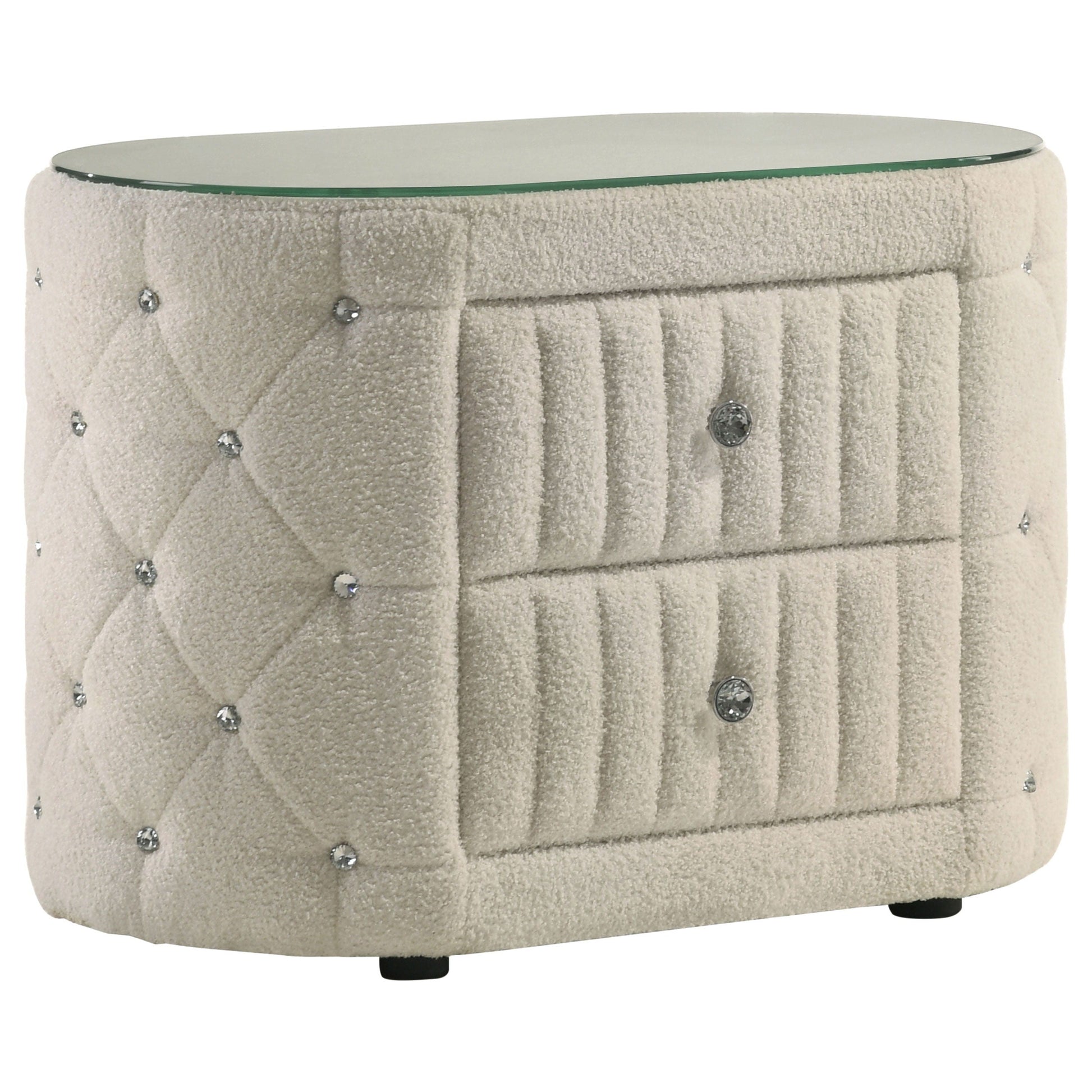 Coaster Fine Furniture Sonya - 2-Drawer Upholstered Nightstand Bedside Table - Ivory | Meri Furniture