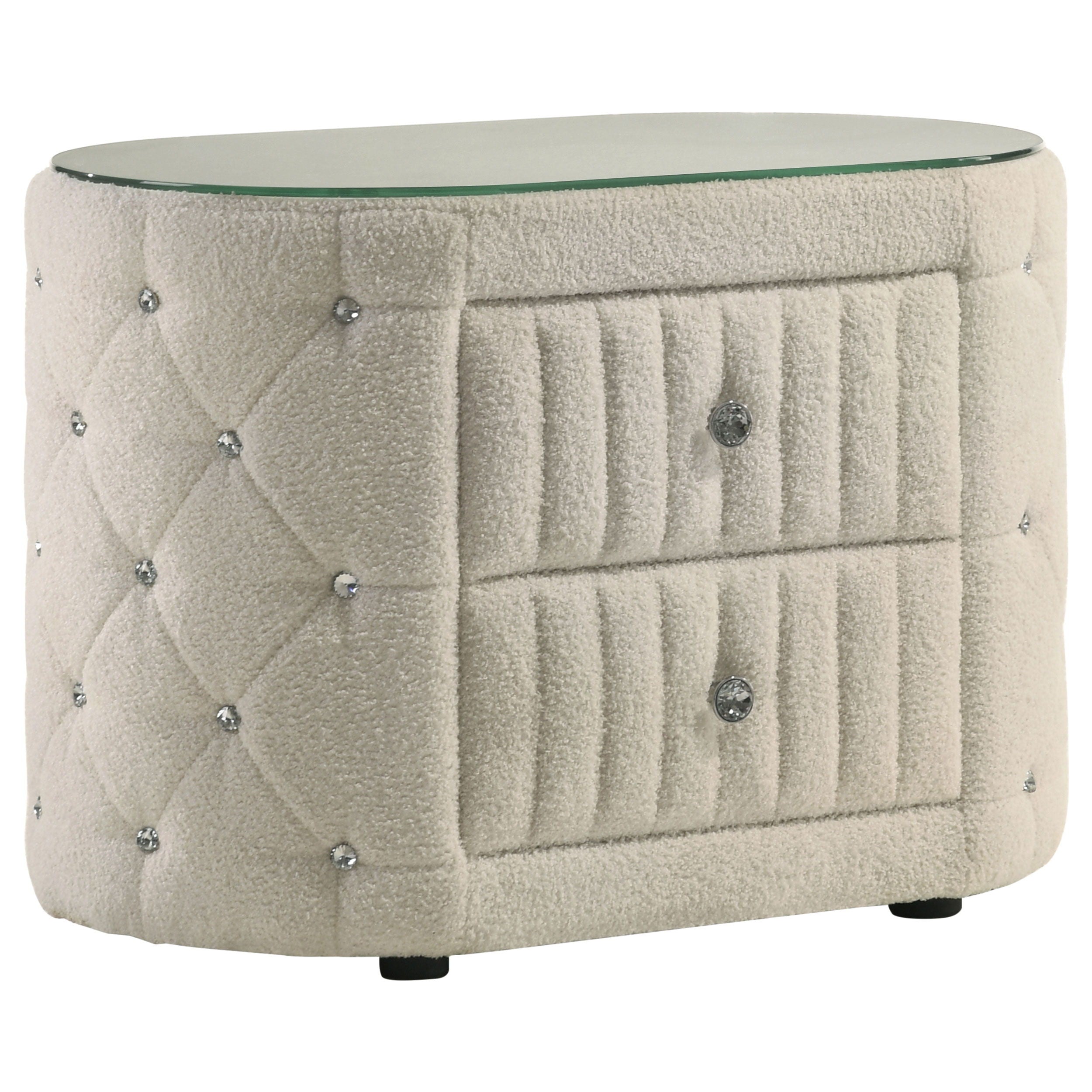 Coaster Fine Furniture Sonya - 2-Drawer Upholstered Nightstand Bedside Table - Ivory | Meri Furniture