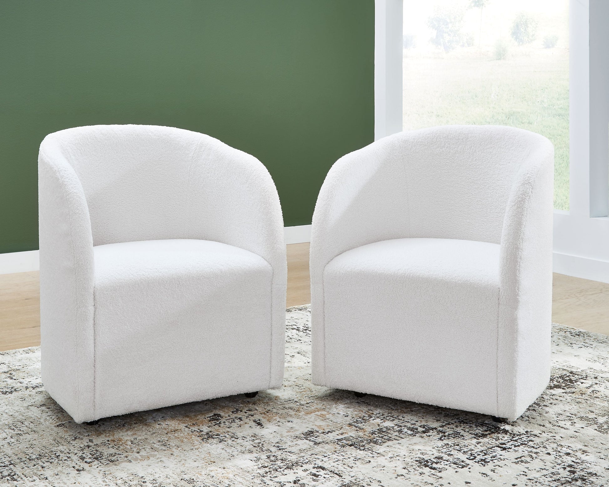 Signature Design by Ashley® Rowanbeck - Ivory - Dining Upholstered Arm Chair (Set of 2) | Meri Furniture
