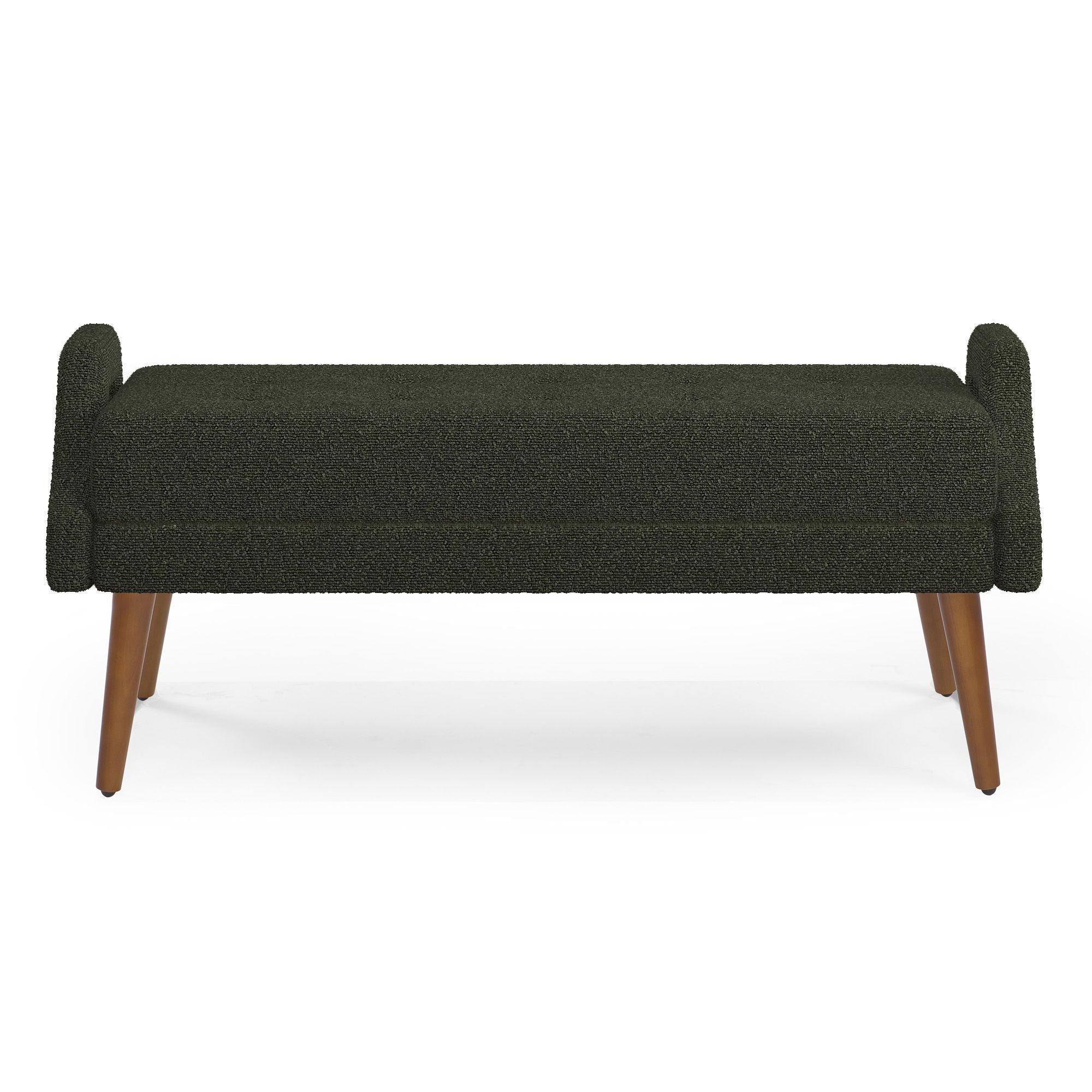 Modern Living Room Bench With Looped Yarn Fabric And Rubber Wooden Legs