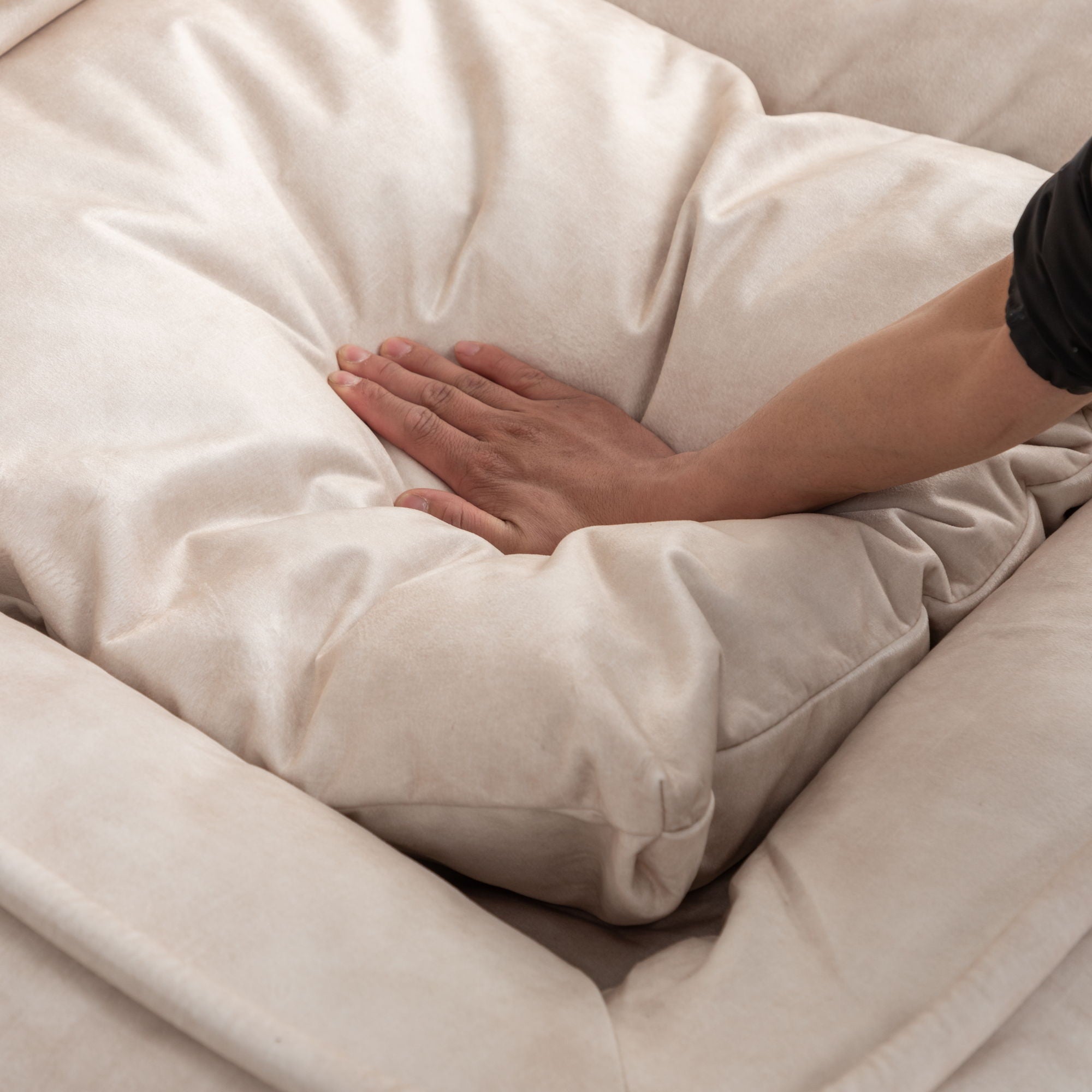 Upholstered Human Dog Bed And Pets, Bean Bag Floor Sofa With Massage Pillow, 5 Adjustable Positions & 2 Soft Pillows