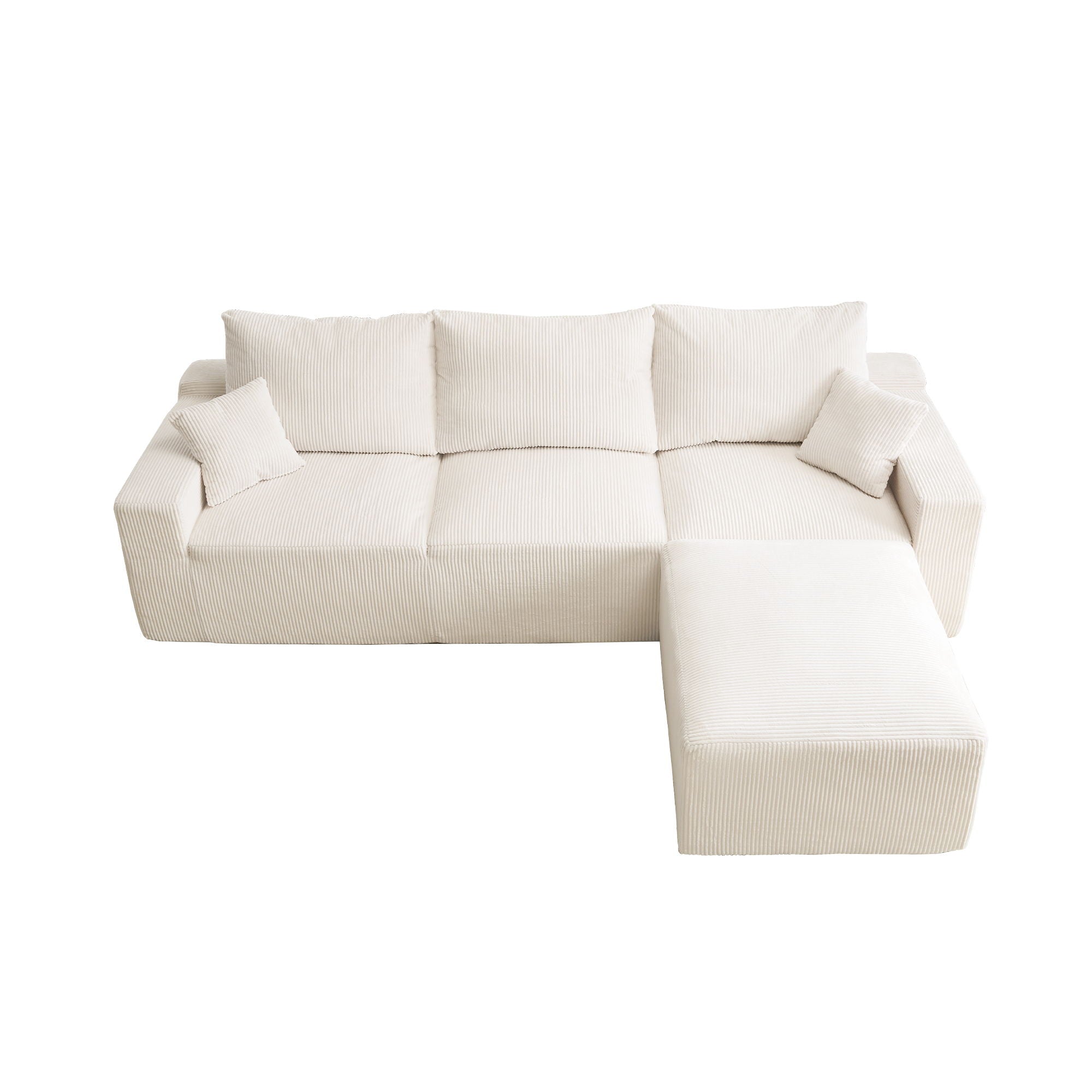 L Shaped Sectional Sofa, Full Compression 3 Seater Cloud Couch With Chaise