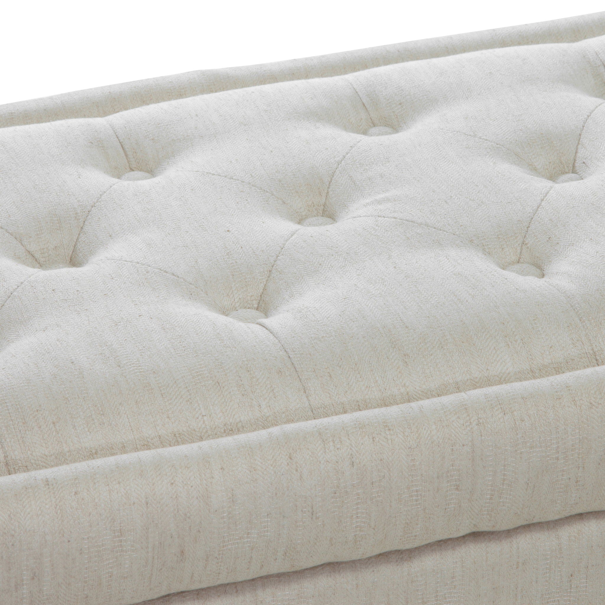 Button-Tufted Upholstered Ottoman With Hidden Storage - Linen
