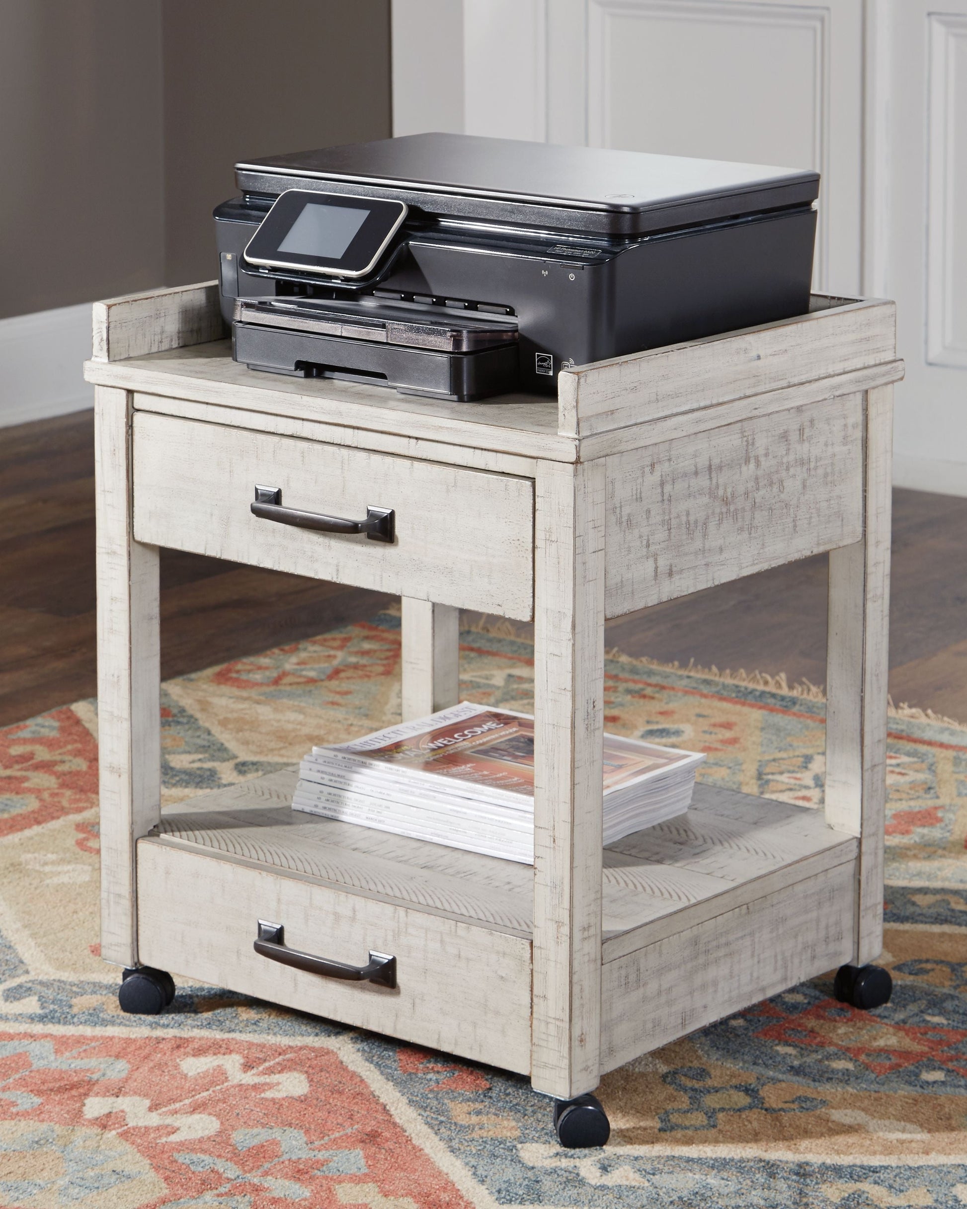 Ashley Furniture Carynhurst - Whitewash - Printer Stand | Meri Furniture