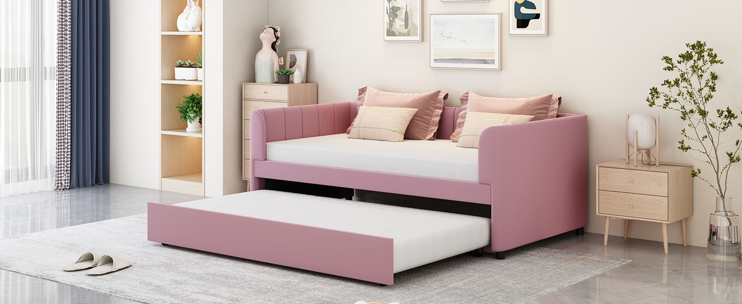 Upholstered Daybed With Ergonomic Design Backrest