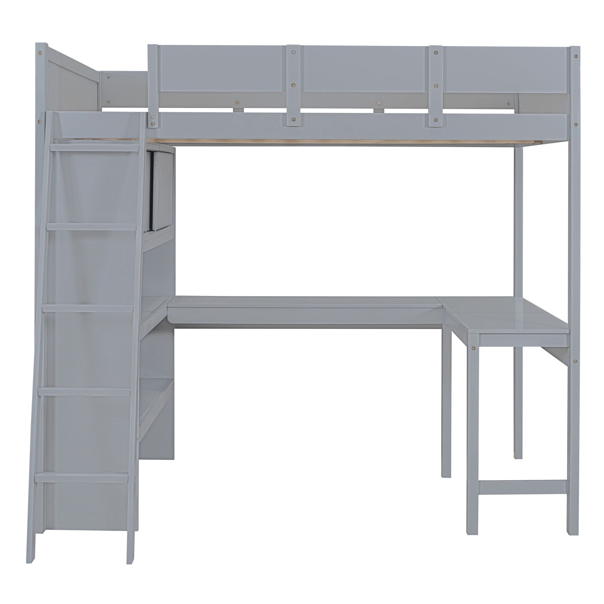 Modern Loft Bed With Desk And Shelves