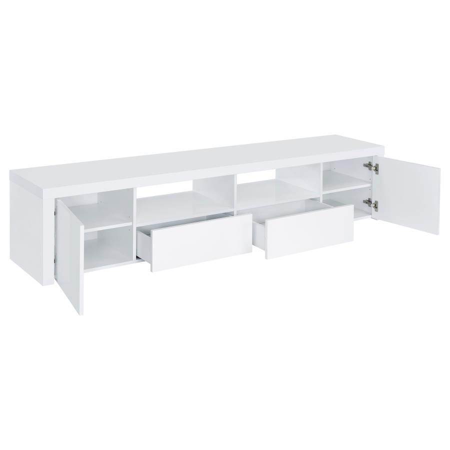 Coaster Fine Furniture Jude - 2 Door Engineered Wood TV Stand - High Gloss White | Meri Furniture