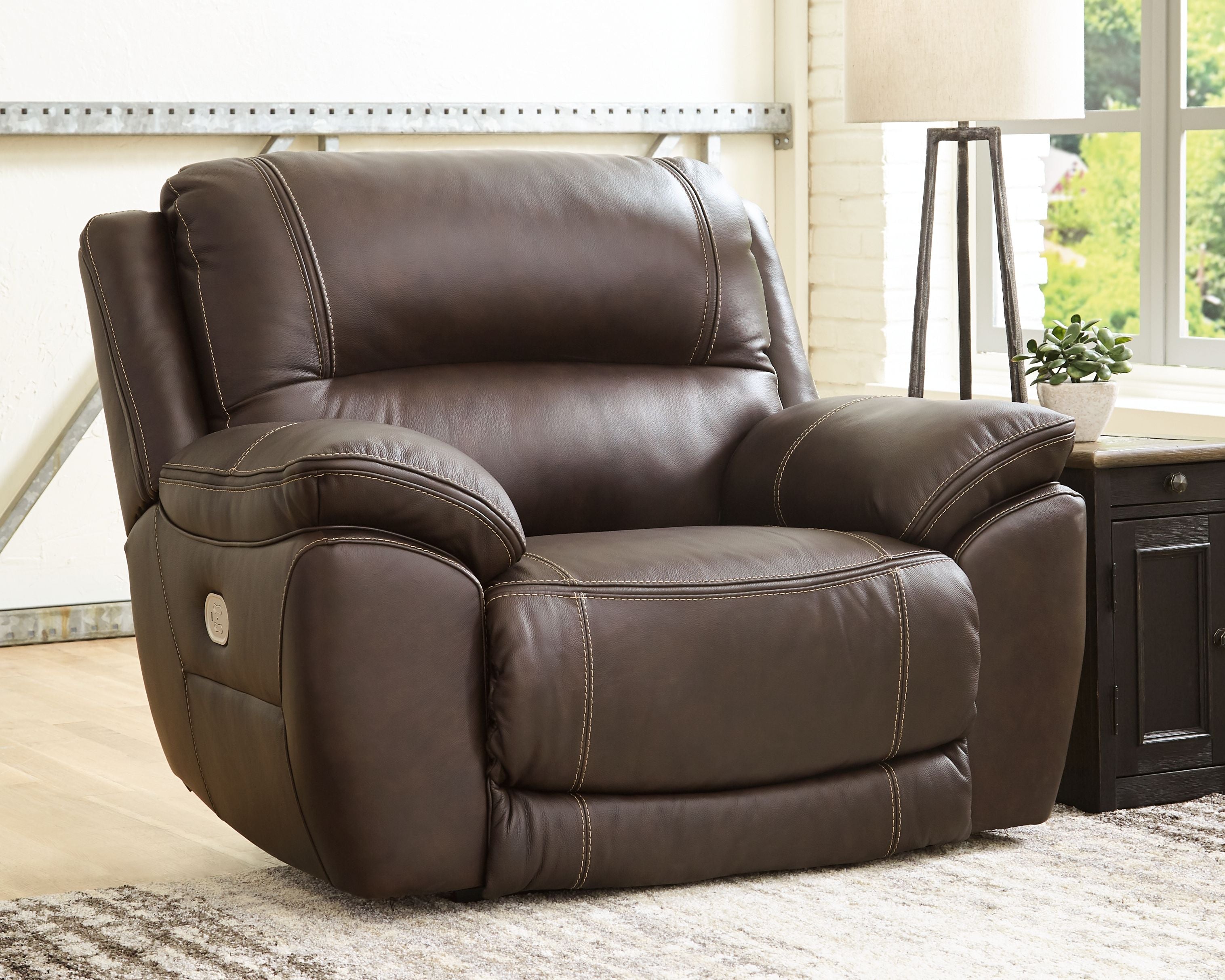 Ashley Furniture Dunleith - Chocolate - Zero Wall Recliner W/pwr Hdrst | Meri Furniture