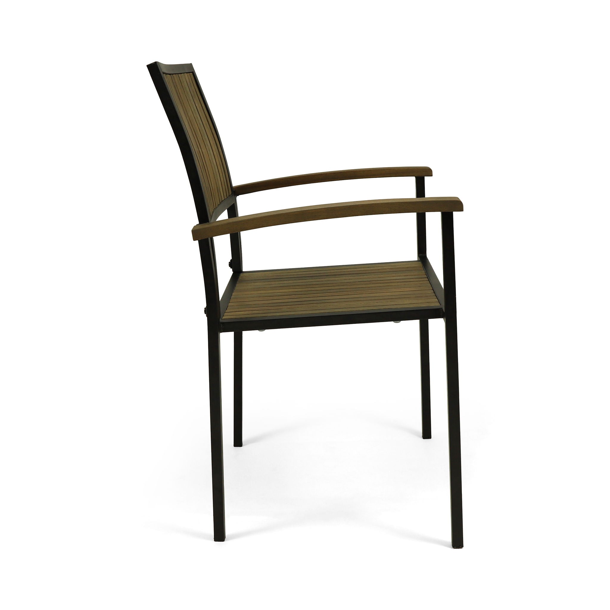 Vermilion - Outdoor Dining Chair With Vertical Slat And Wooden Arm