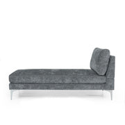 Fabric Upholstered Chaise Lounge With Iron Bracket Legs