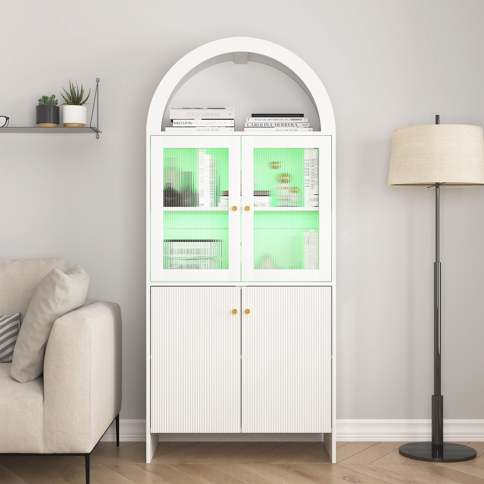 Modern Tech Inspired Dome Cabinet With LED Lighting