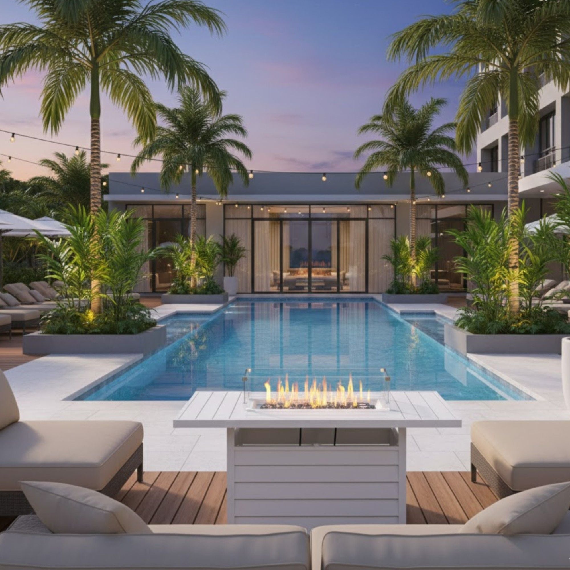 Rectangular Propane Fire Pit Table With Burner, Lava Rock, Waterproof Cover