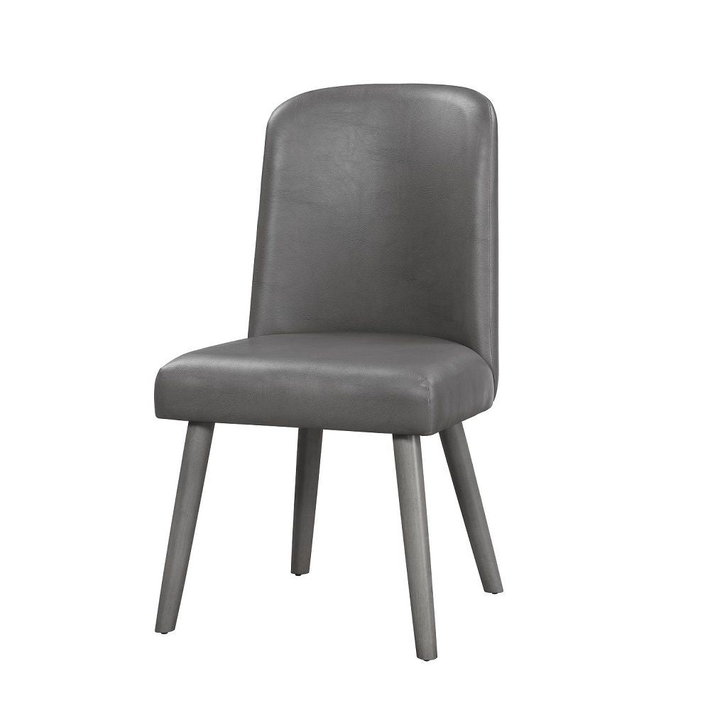 Waylon - Side Chair Set of 2) - Gray Synthetic Leather & Gray Oak
