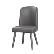 Waylon - Side Chair Set of 2) - Gray Synthetic Leather & Gray Oak