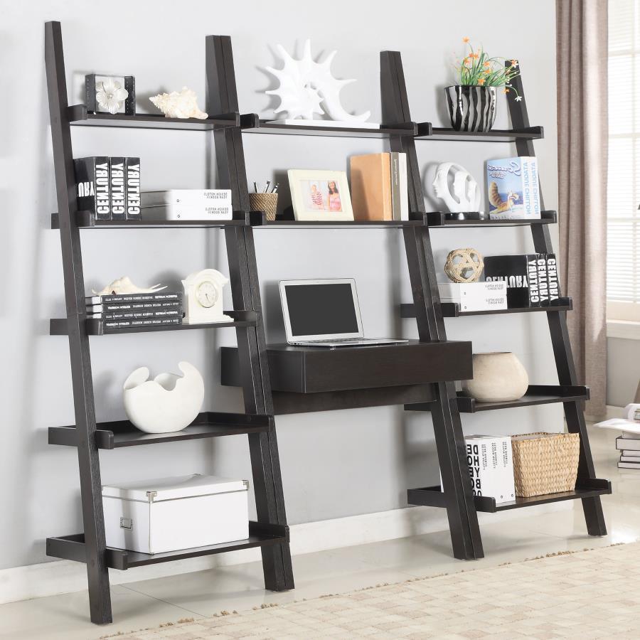 Coaster Fine Furniture Colella - 3 Piece Ladder Desk And Bookcase Set - Cappuccino | Meri Furniture