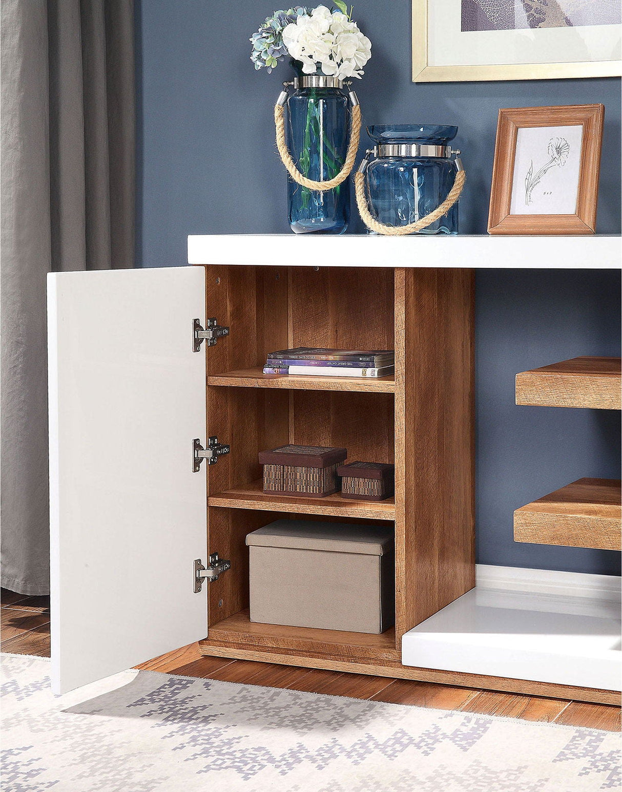 Furniture of America Moa - Sofa Table - White / Natural Tone | Meri Furniture