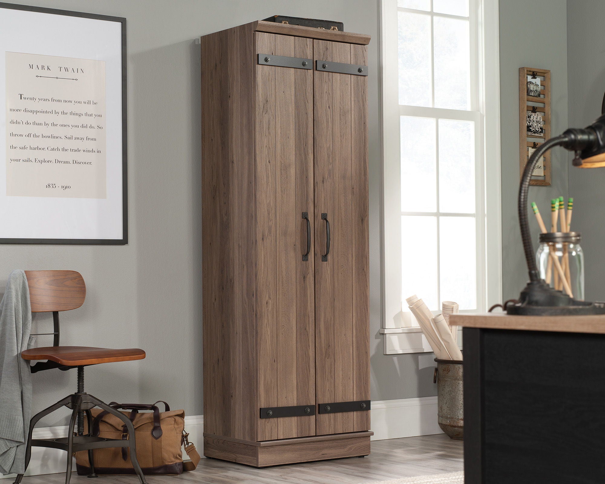 2-Door Farmhouse Storage Cabinet Salt Oak