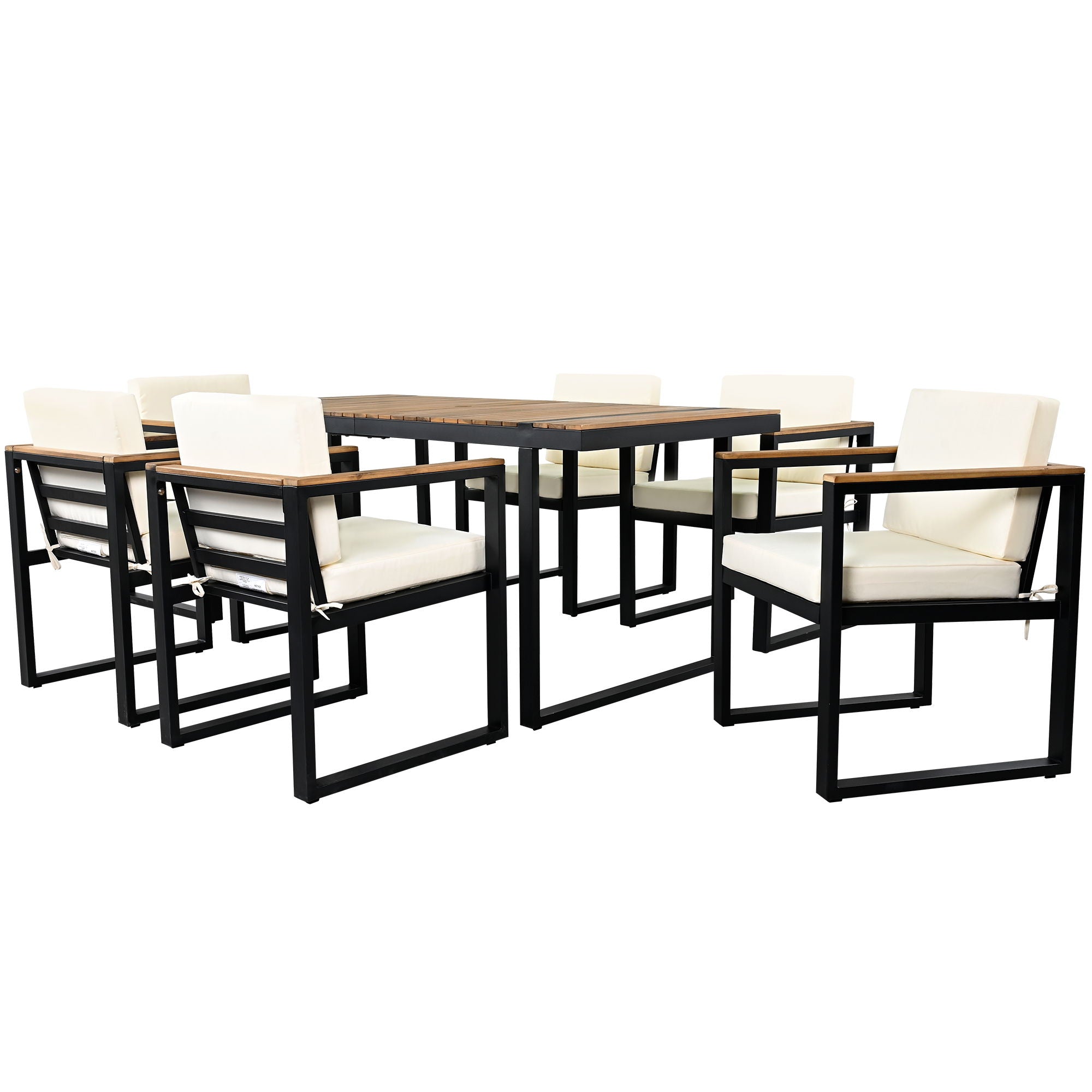 7 Pieces Outdoor Dining Set Patio Dining Table And Chair Set With And Removable Cushions For Patio
