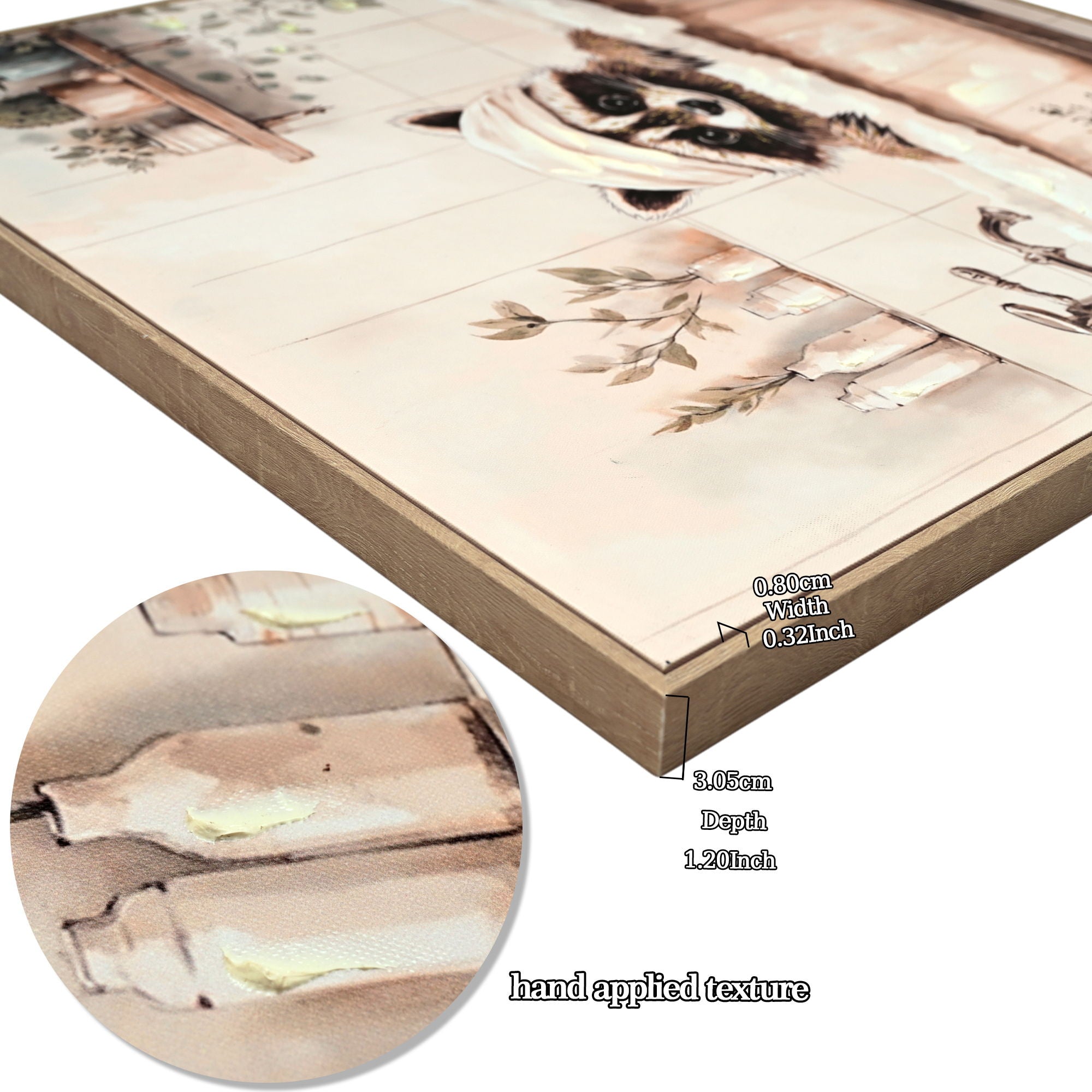 Raccoon Bathroom Canvas Wall Art, Funny Animal, Framed - Black / Ivory