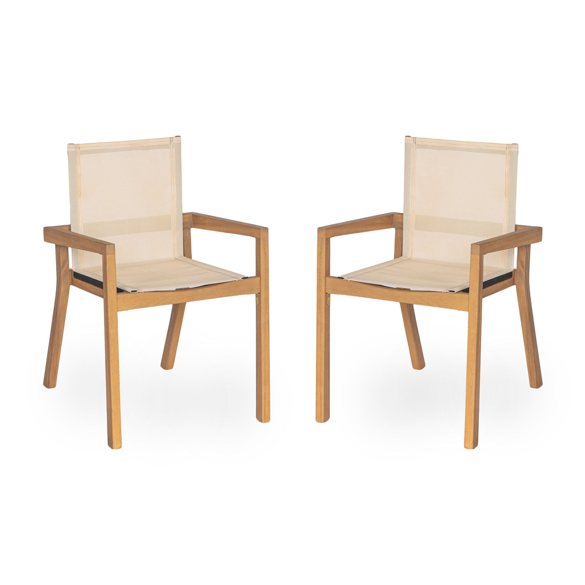 Belfast - Dining Chair With Acacia Wood Frame And Mesh Seating (Set of 2)