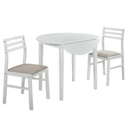 Bucknell - 3 Piece Round Drop Leaf Dining Table Set - White