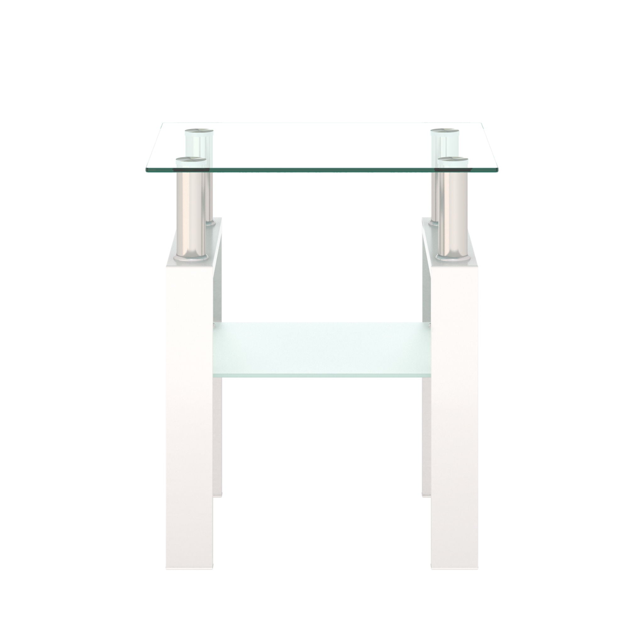 Modern Tempered Glass Tea Table, End Square Table For Living Room