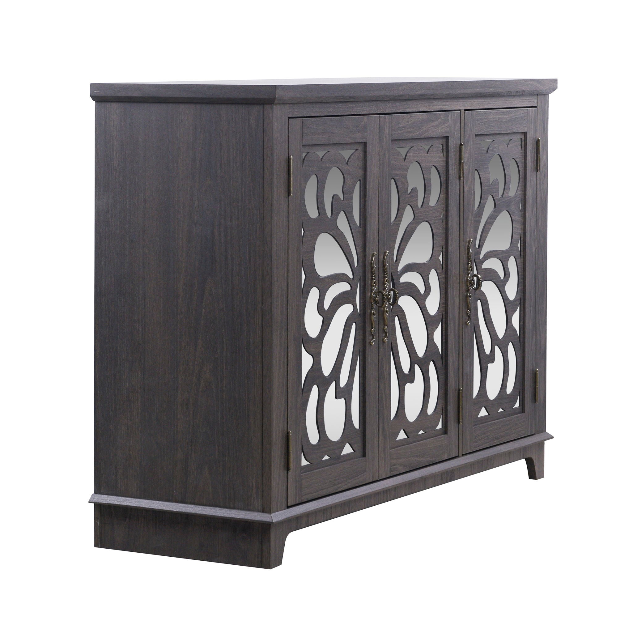 3 Door Mirrored Sideboard Cabinet With Adjustable Shelves