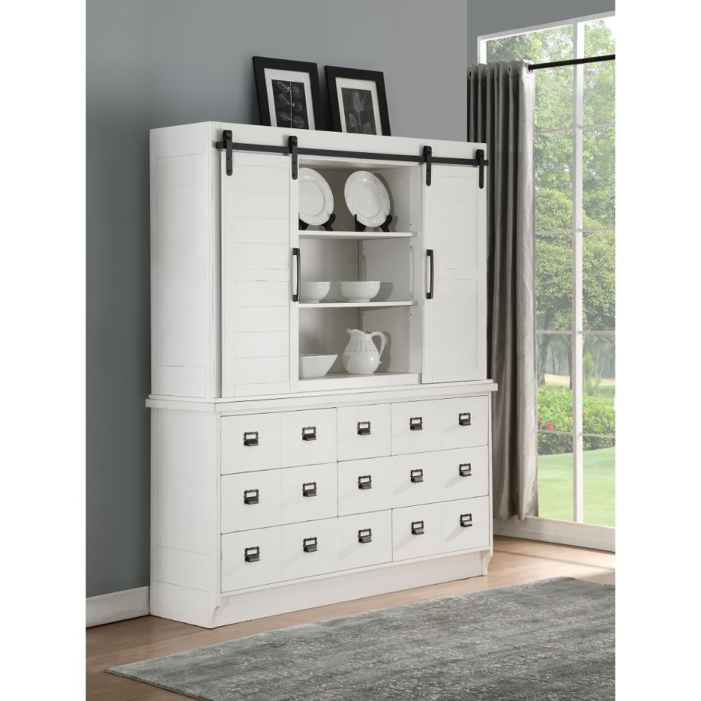 ACME Renske - Hutch & Buffet - Antique White | Meri Furniture