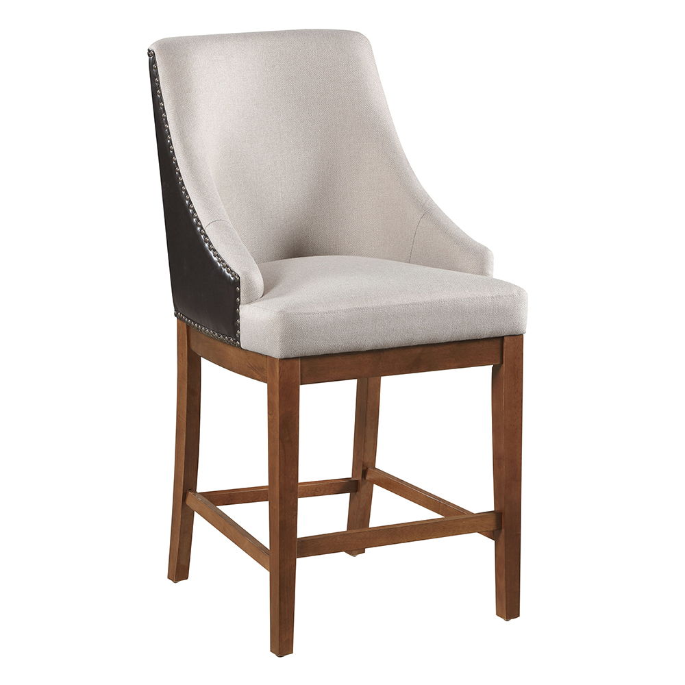 ACME Gilsea - Counter Height Chair (Set of 2) - Fabric, Brown Synthetic Leather & Brown | Meri Furniture