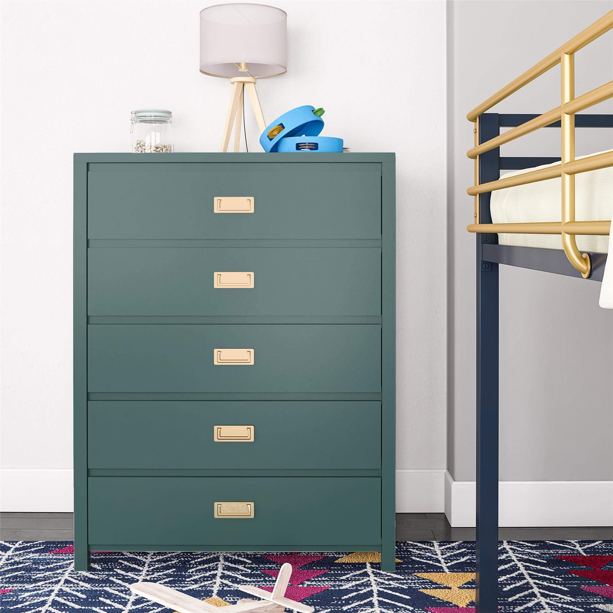 Haven - 5 Drawer Dresser - Dark Green