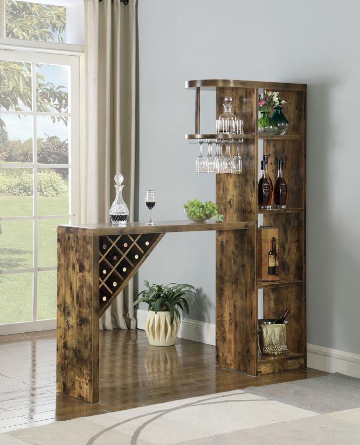 Coaster Fine Furniture Belvedere - 5-Shelf Home Bar Table Wine Storage - Rustic Nutmeg | Meri Furniture