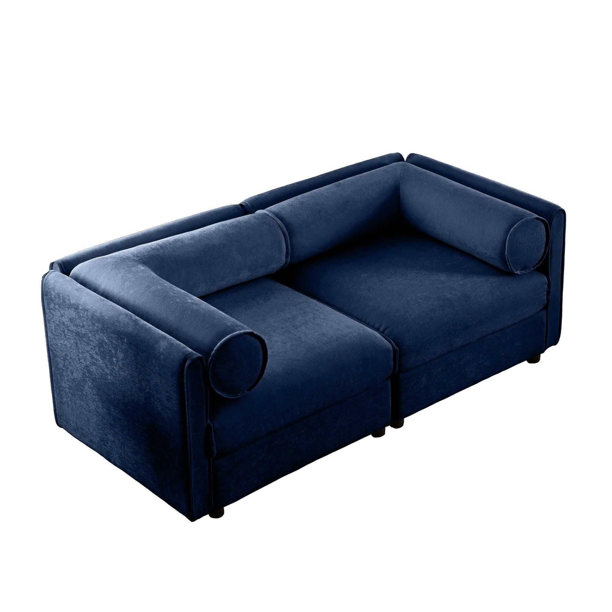 Stylish Chenille Sofa With Storage Seat And Cylindrical Backrest