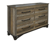 International Furniture Direct Loft Brown - 6 Drawer Dresser - Two Tone Gray / Brown | Meri Furniture