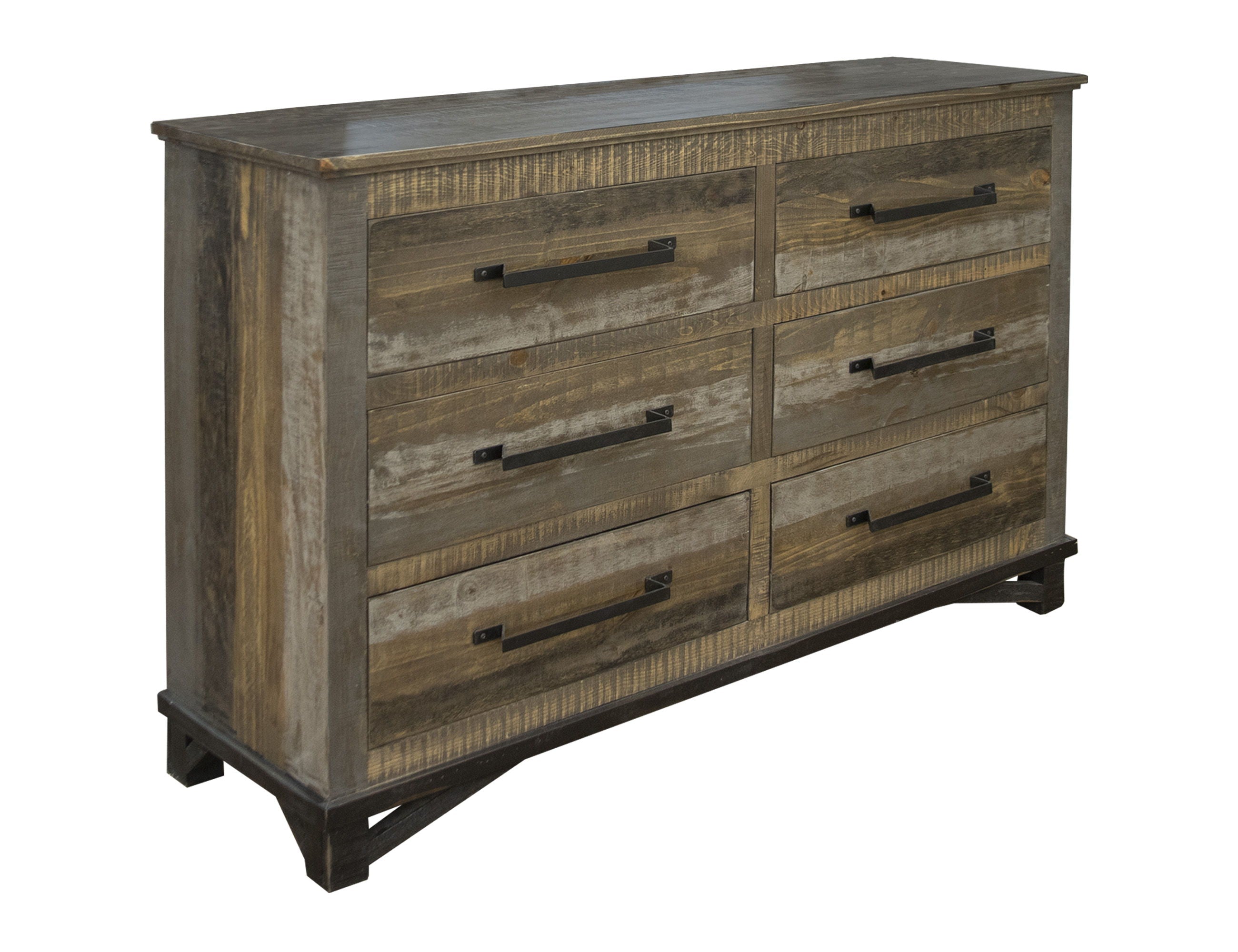 International Furniture Direct Loft Brown - 6 Drawer Dresser - Two Tone Gray / Brown | Meri Furniture