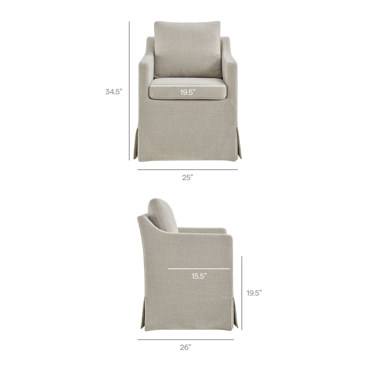 Serene Slipcovered Performance Fabric Dining Armchair by Modway