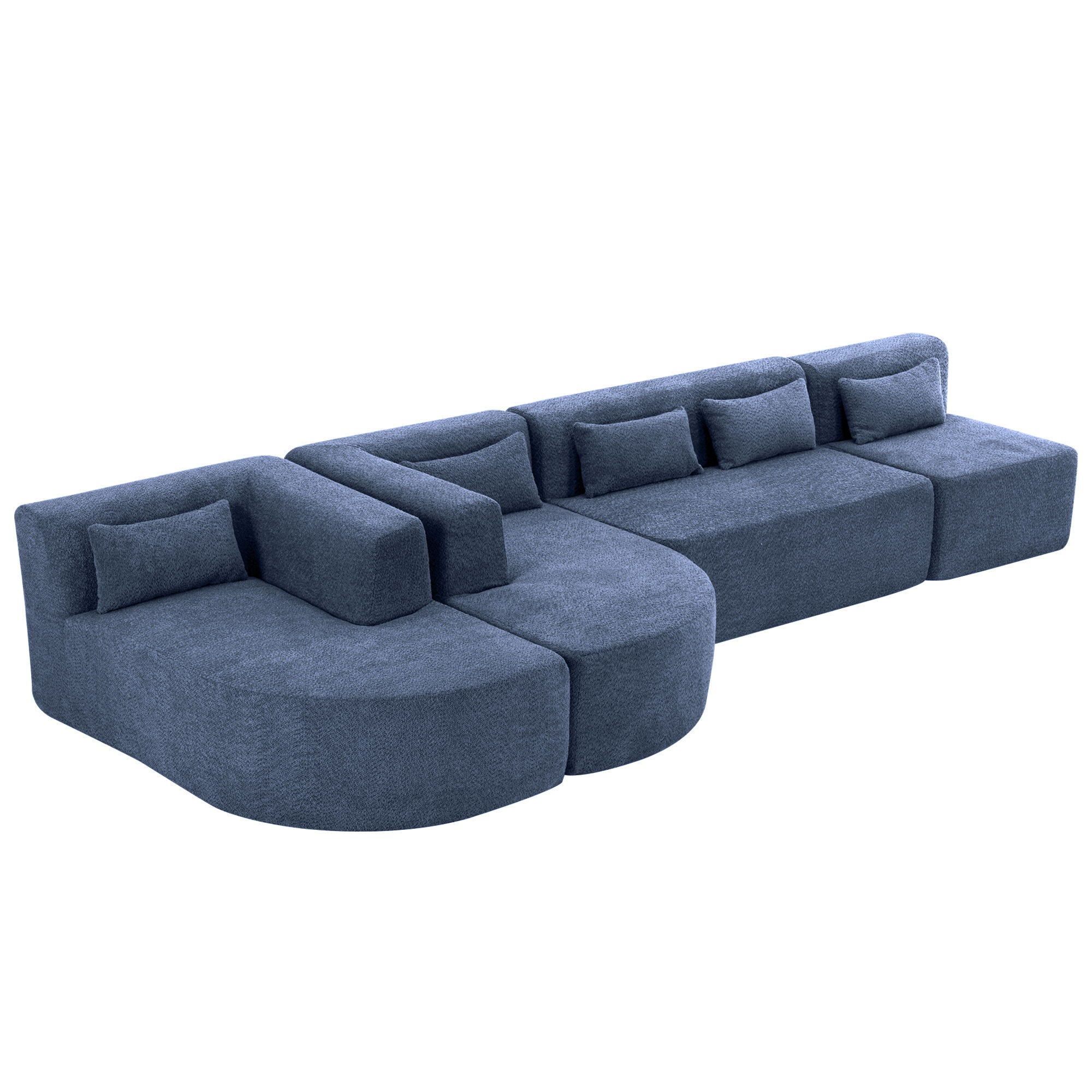 Upholstered Sofa Free Combined Sofa Couch With 2 Chaise Lounge And Five Back Pillows For Living Room