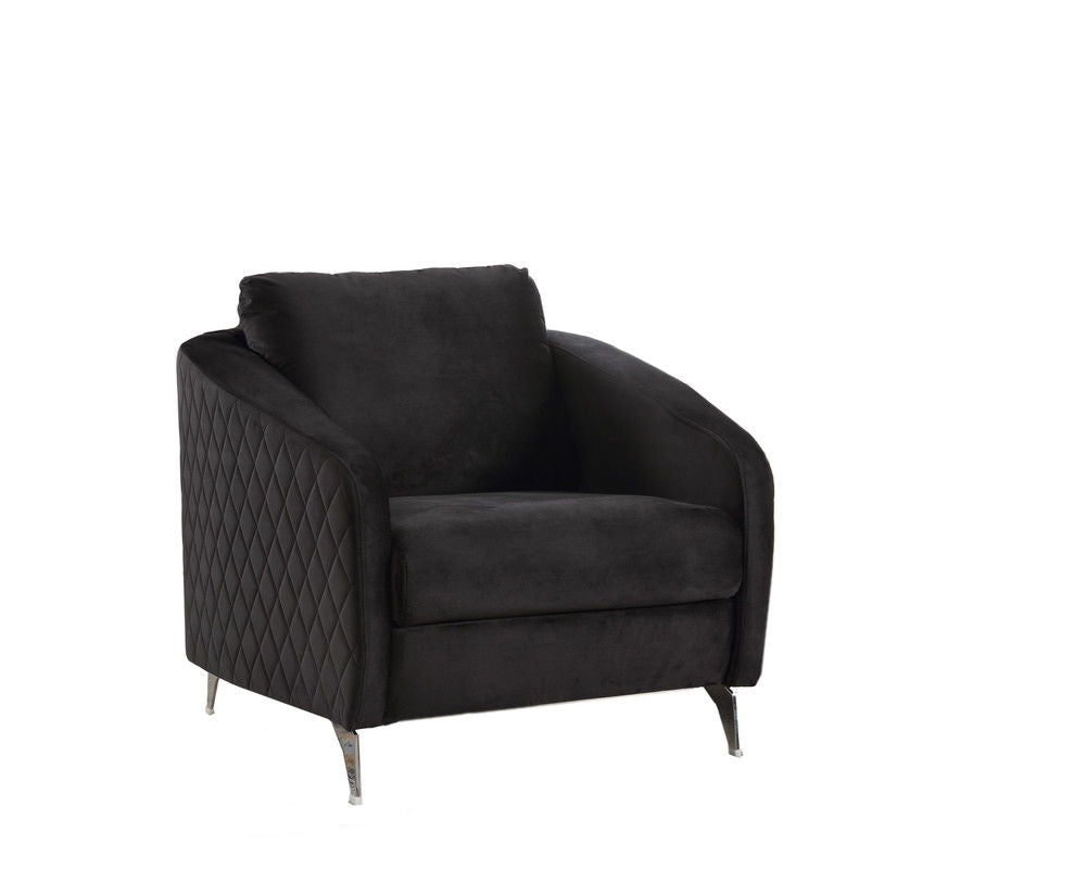 Sofia 36"W Black Velvet Modern Chic Accent Armchair
