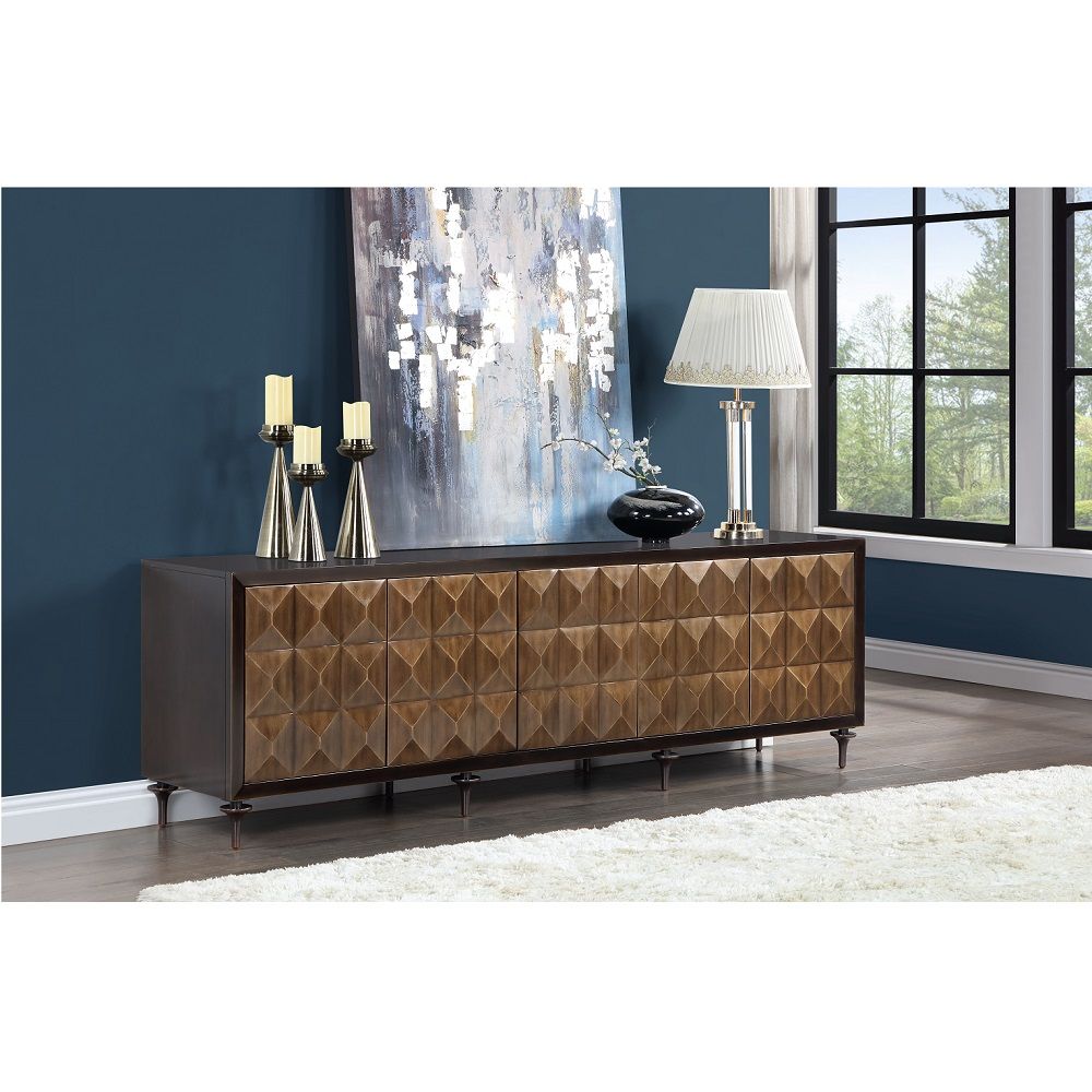 ACME Diya - Console Cabinet - Forged Bronze & Espresso | Meri Furniture