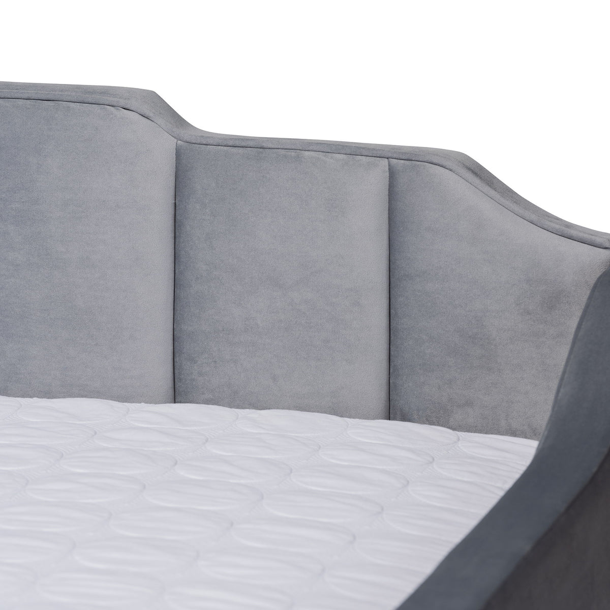 LenNon Modern and Contemporary Grey Velvet Fabric Upholstered Full Size Daybed with Trundle