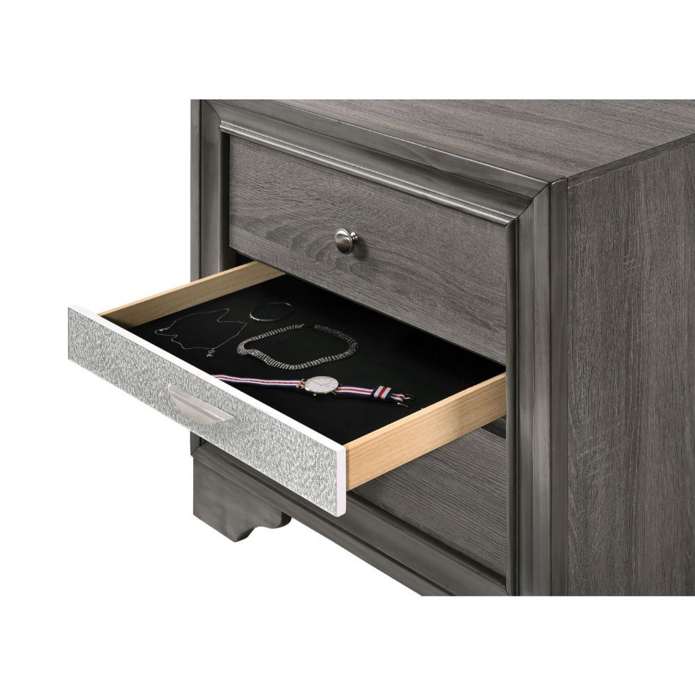 ACME The Naima nightstand offers a sophisticated look, clean lines and contemporary style. | Meri Furniture