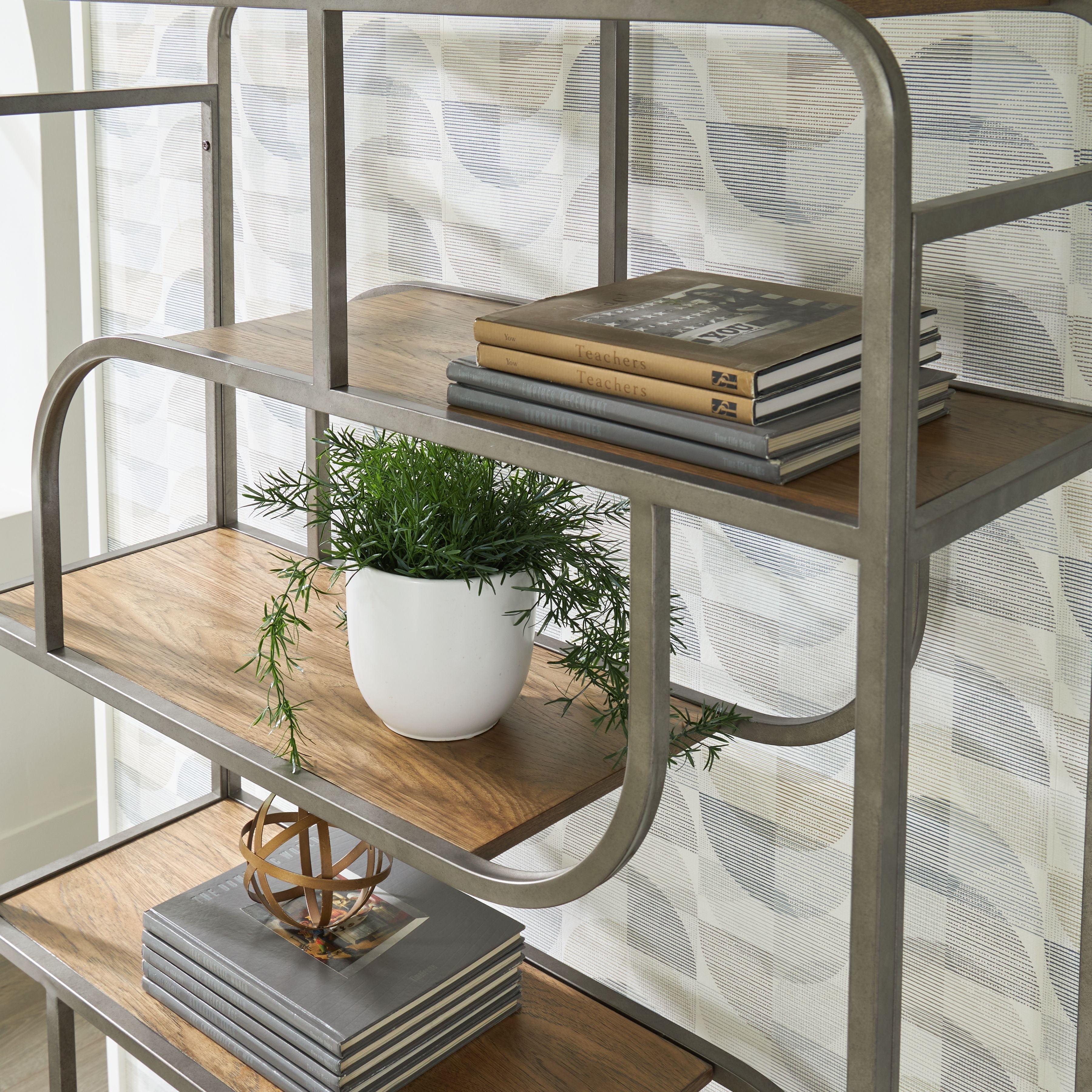 Signature Design by Ashley® Jaddon - Brown / Antique Silver - Bookcase | Meri Furniture